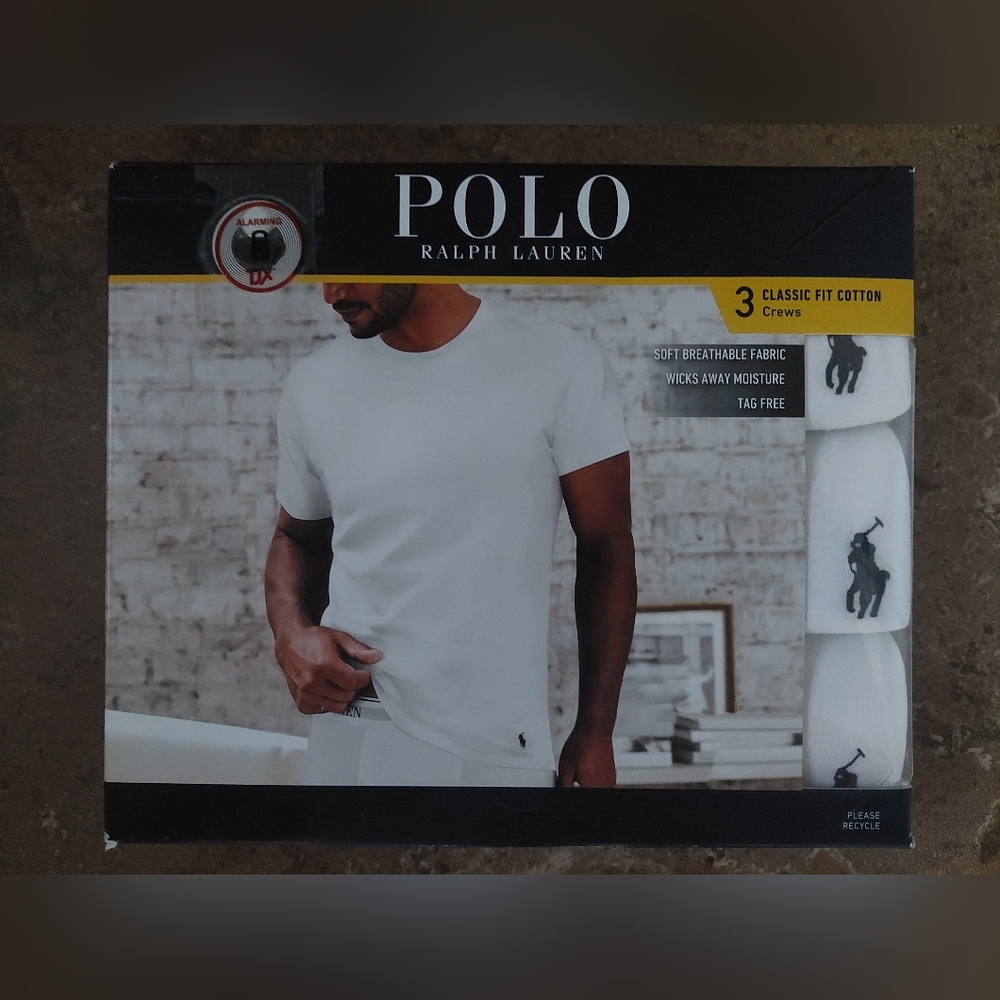 Ralph Lauren Polo Classic White T-Shirts 3pk Classic Fit Cotton Sz L